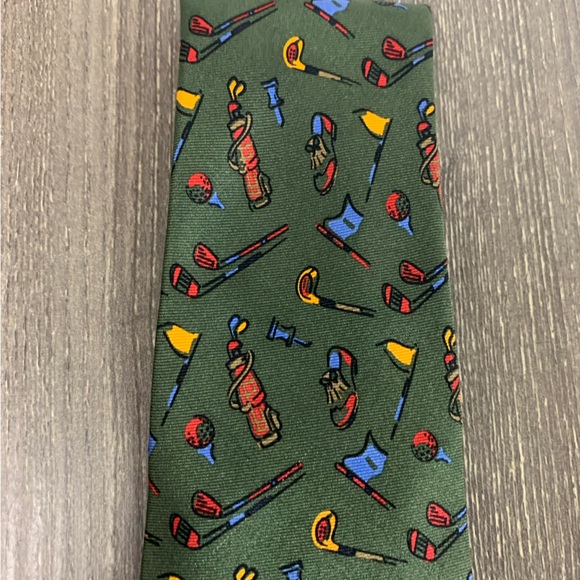 Lauren Ralph Lauren Mens Silk Necktie Golf Balls Clubs Tees Handmade Retro Sport - Picture 11 of 12